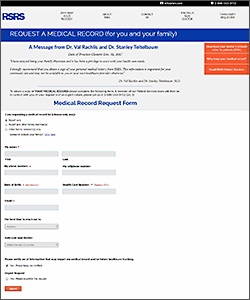 Image of capture of webpage with medical record order form